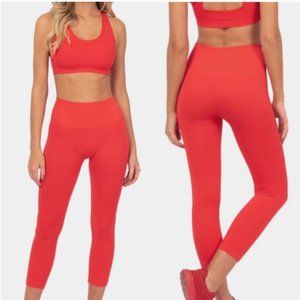 TLA By Morgan Stewart Sport Red Electric Bra & Leggings SET